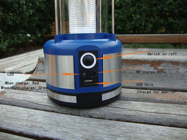 Solar Rechargeable Lamps with 36LED and 3W Solar Panel and FM Radio and USB Outlet for Mobile Charge